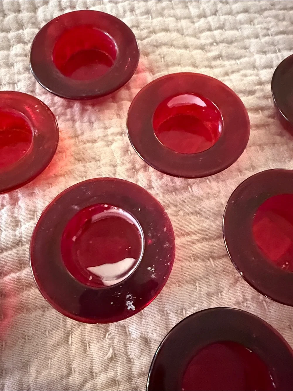 Red Glass Tealight Candle Holders - Set of 14 Crate and Barrel